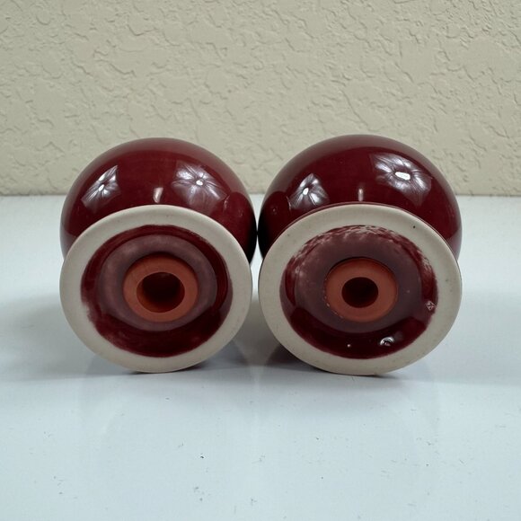 Fiesta Ball Salt Pepper Shaker Set Cinnabar Maroon Retired Fiestaware Dinnerware - Picture 4 of 6